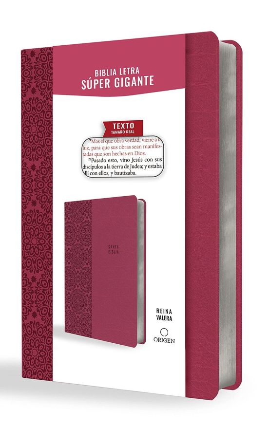 Biblia Reina Valera Letra Súper Gigante, Símil Piel Fucsia