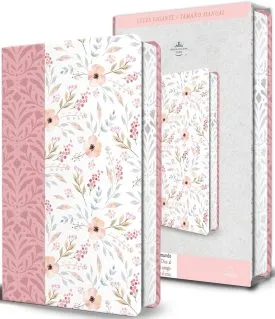 Biblia Rvr 1960 Letra Gigante Símil Piel Rosada Con Flores (Edición Cantos Pintados)