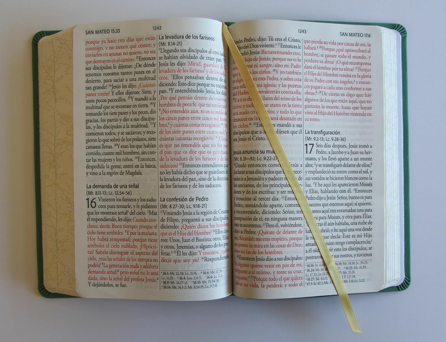 Biblia RVR 1960 Letra gigante símil piel verde con pájaros (Edición cantos pintados) - Imagen 2