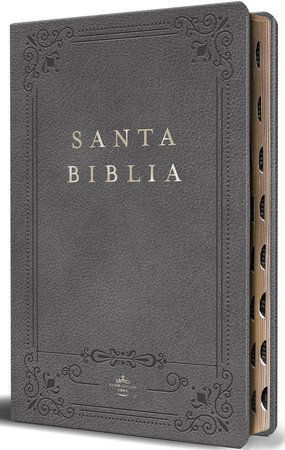 Biblia RVR 1960 Letra Grande Tamaño Manual, Piel Gris con Índice